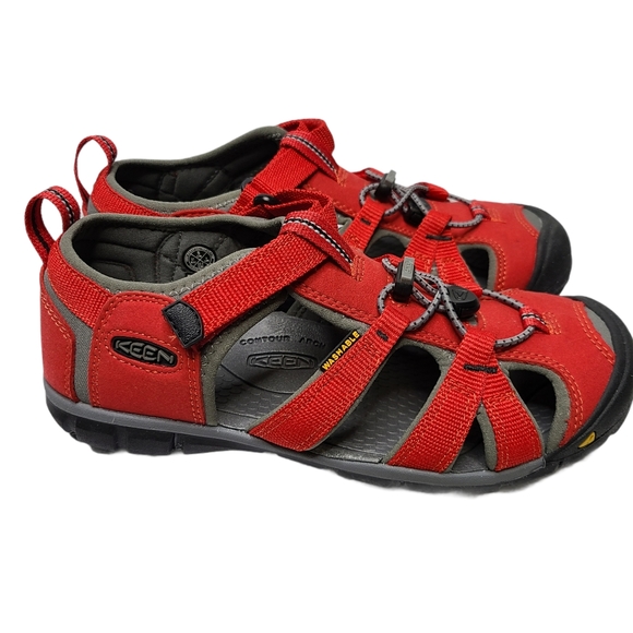 NWOT Big Kids Keen Seacamp II CNX Red Hybrid Water Sandal Racing Red Size 5 - Picture 3 of 8